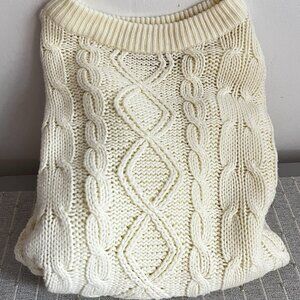 VTG Christopher Rand Fisherman Sweater Cableknit Ivory Acrylic Grandpa 48” Chest